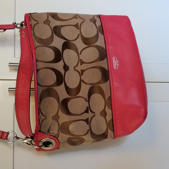 Coach Handbags - Coach (2011) Signature Jacquard Two-way Shoulder/Crossbody w/ Leather Trim